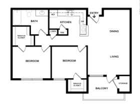 2 Bedroom 1 Bath, Balcony